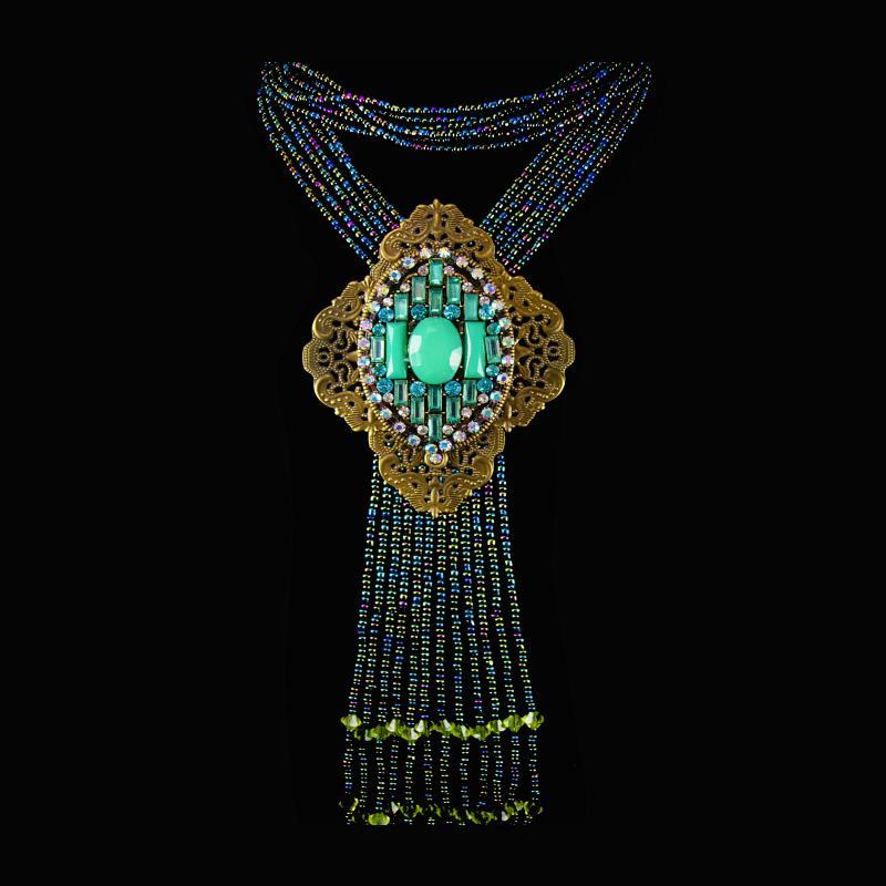 Stunning Flapper Necklace turquoise bohemian tassels statement piece