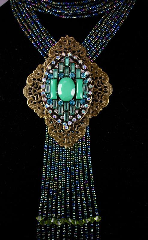 Stunning Flapper Necklace turquoise bohemian tassels statement piece