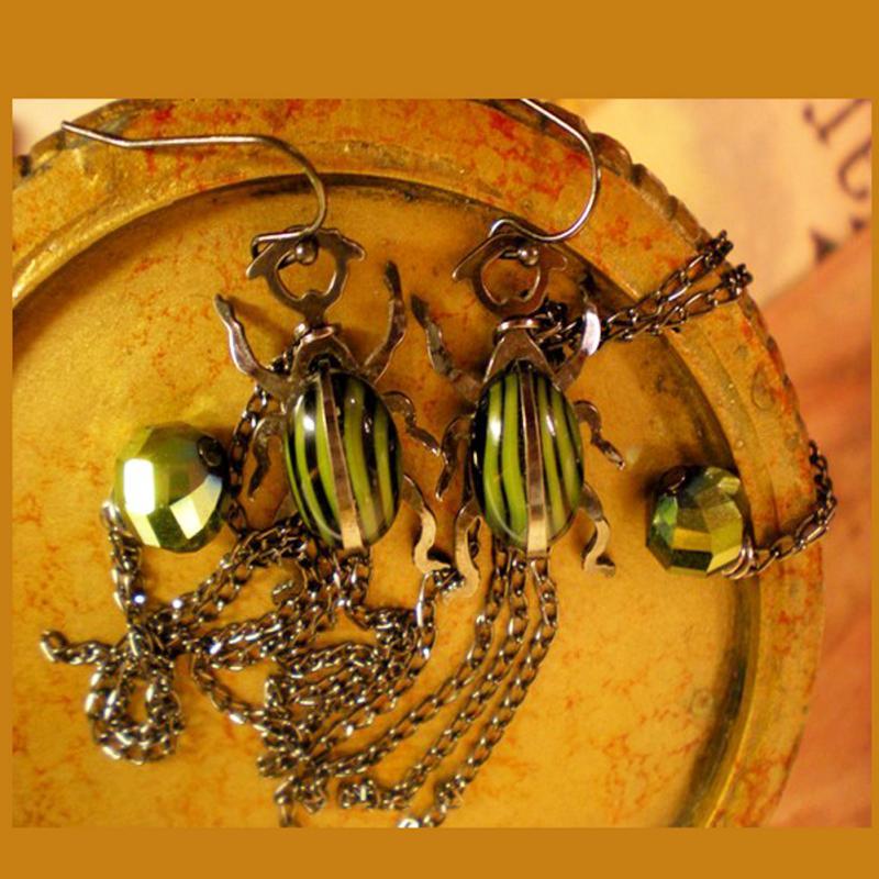 SIgned Aesthetic Scarab Earrings