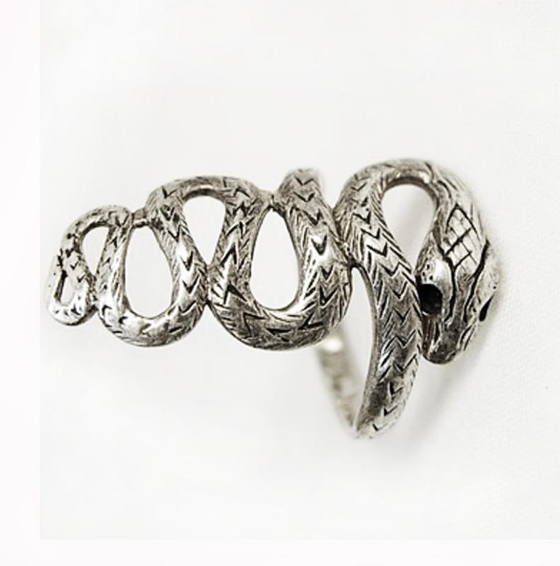 Sterling snake ring with a serpent that crawls down your finger