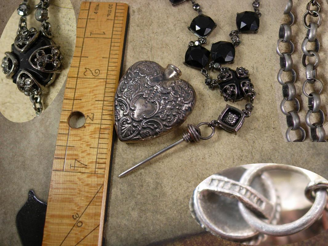 Sacred Heart Necklace Antique Sterling Victorian perfume pendant religious medals