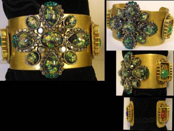 Gothic Cuff Bracelet Faux floating opal medieval dramatic