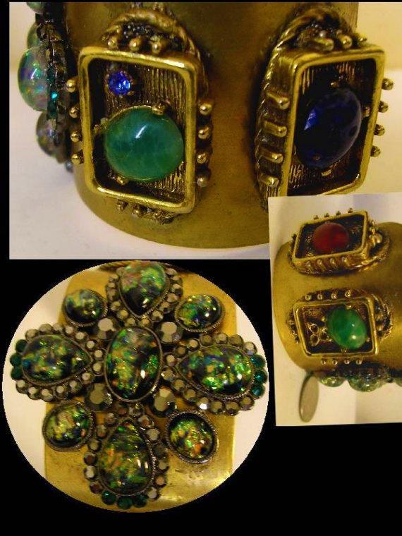 Gothic Cuff Bracelet Faux floating opal medieval dramatic