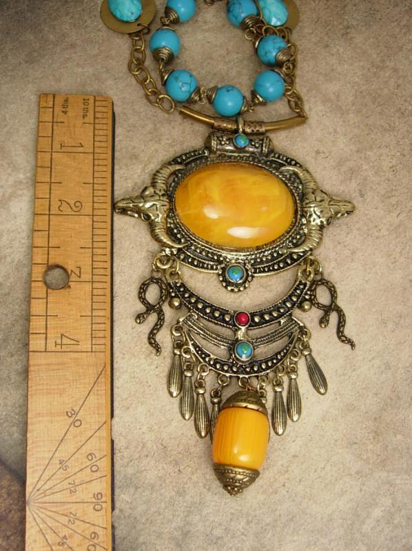 Huge Bohemian Necklace Snake turquoise tassel drops