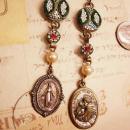 Micromosaic earrings St Anthony Miraculous Mary Religious drop Italy