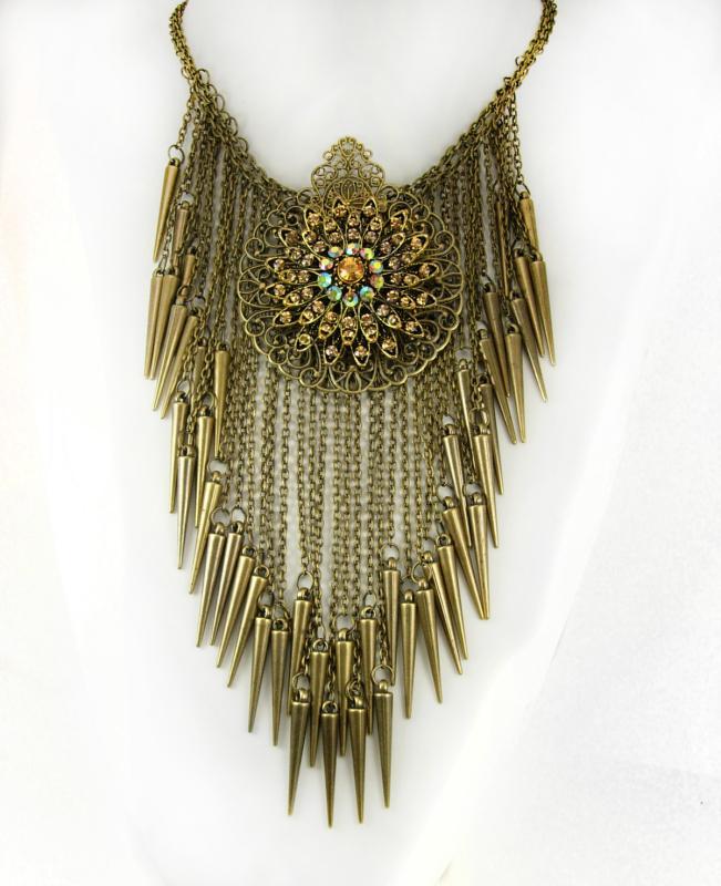Bohemian necklace Rhinestones and tassels statement choker