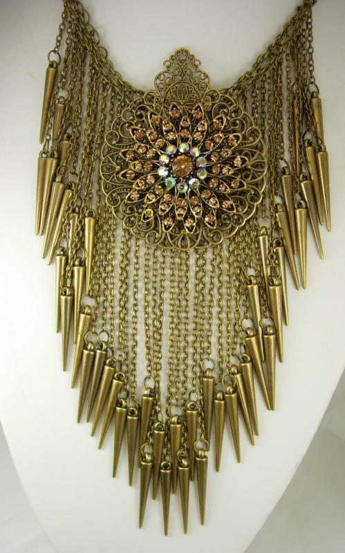 Bohemian necklace Rhinestones and tassels statement choker