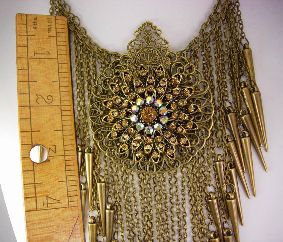 Bohemian necklace Rhinestones and tassels statement choker