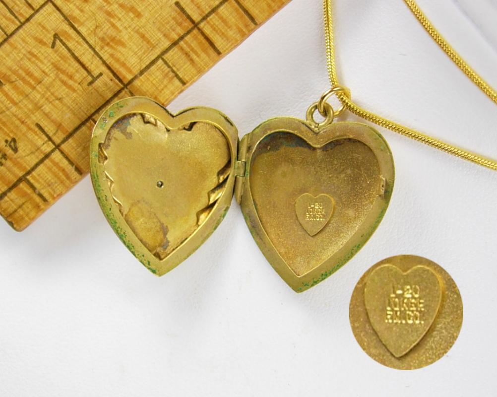 Antique heart locket diamond center yellow green and rose gold sweetheart