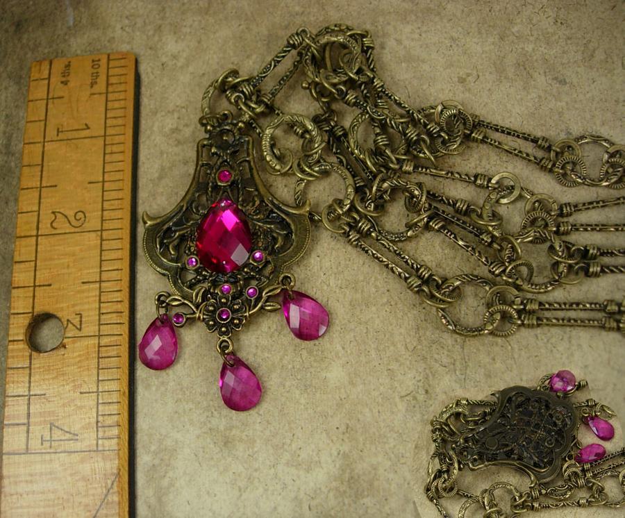 Pink Bohemian necklace chandelier drops baroque chain