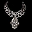 Statement necklace Art Nouveau Collar pearl rhinestone dramtic drop pendant