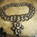 Statement necklace Art Nouveau Collar pearl rhinestone dramtic drop pendant