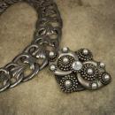 Statement necklace Art Nouveau Collar pearl rhinestone dramtic drop pendant