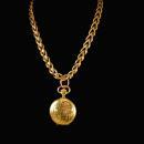 Lady Hamilton pocketwatch necklace 17 jewel hunting case gold filled enamel clock face