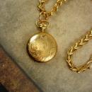 Lady Hamilton pocketwatch necklace 17 jewel hunting case gold filled enamel clock face