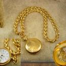 Lady Hamilton pocketwatch necklace 17 jewel hunting case gold filled enamel clock face