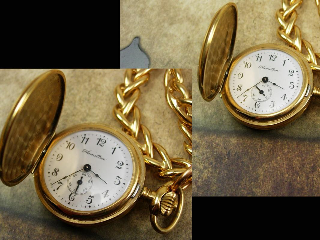 Lady Hamilton pocketwatch necklace 17 jewel hunting case gold filled enamel clock face