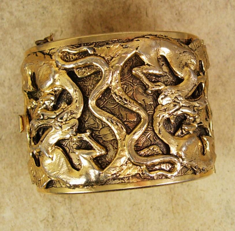 Dragon bracelet Vintage HUGE cuff bangle mythical creatures