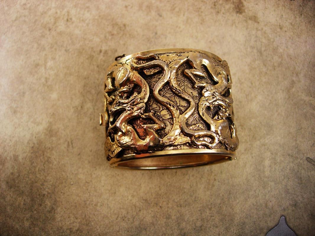 Dragon bracelet Vintage HUGE cuff bangle mythical creatures