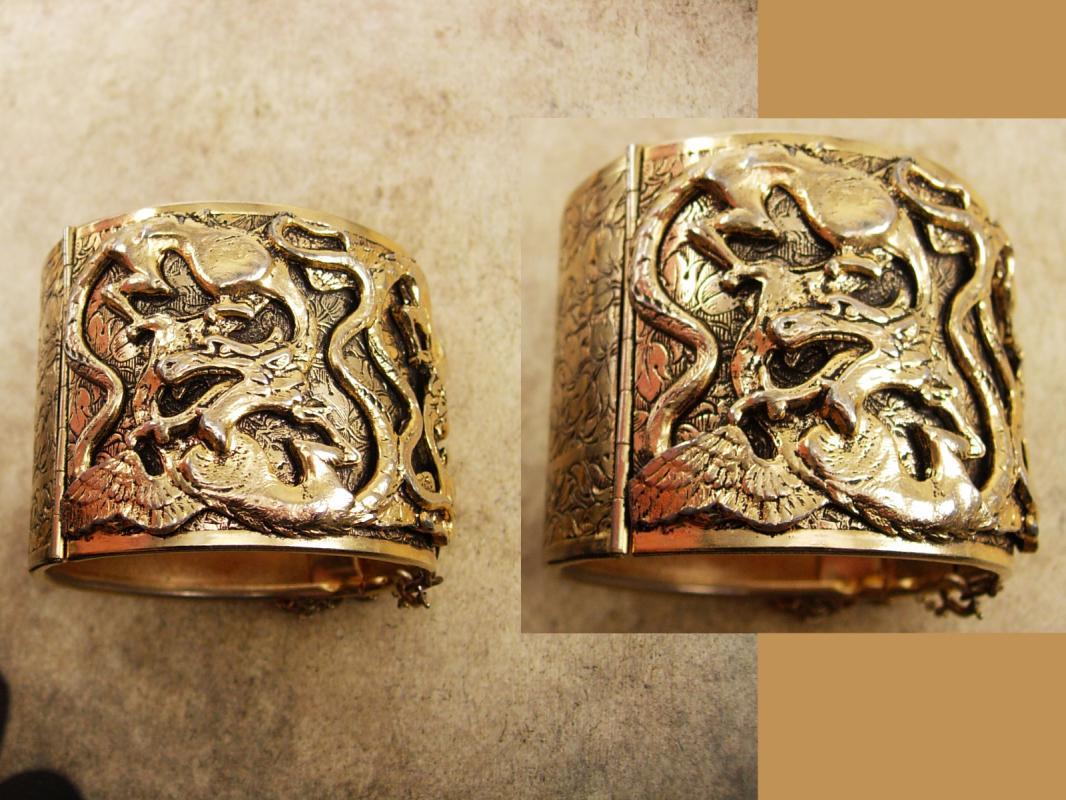 Dragon bracelet Vintage HUGE cuff bangle mythical creatures