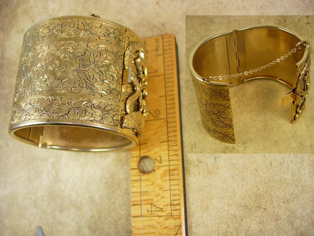 Dragon bracelet Vintage HUGE cuff bangle mythical creatures