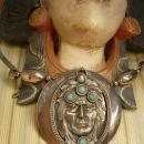 SPiritual Necklace Turquoise Indian head huge pendant silver talisman necklace