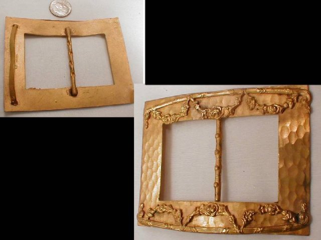 HUGE ART NOUVEAU GILT fancy SASH PIN