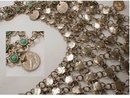 Egyptian Revival silver turquoise bib necklace