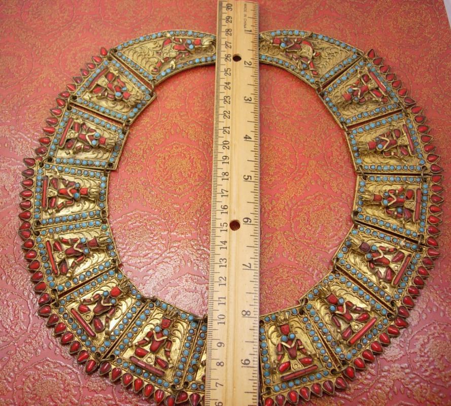 Nepalese Necklace Huge Primitive Egyptian Revival CORAL Goddess wedding Collar Newari Kathmandu, Nepal