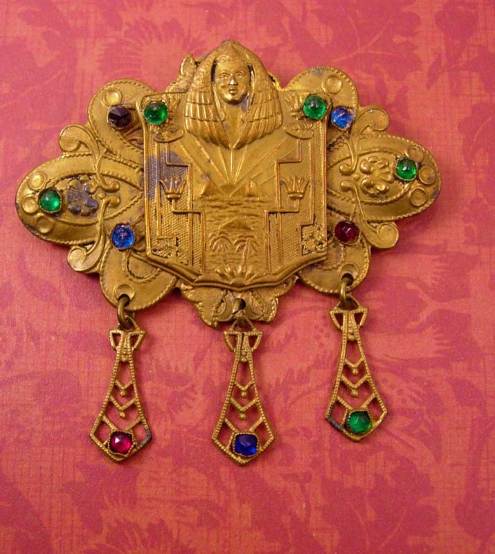 Grand Tour Egyptian Revival Brooch Sash Pin Pharaoh Czech jewels King Tut