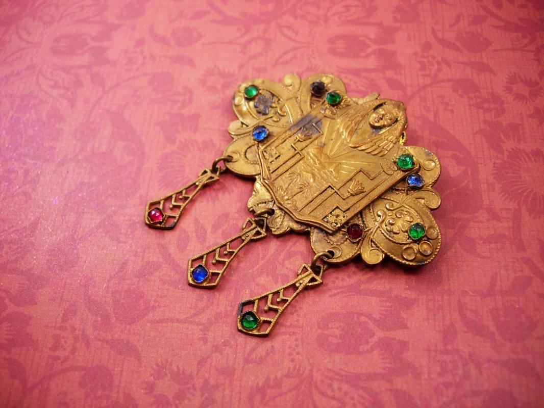 Grand Tour Egyptian Revival Brooch Sash Pin Pharaoh Czech jewels King Tut