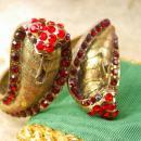 Vintage cleopatra Rhinestone snake bracelet brass Clamper serpent head