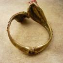 Vintage cleopatra Rhinestone snake bracelet brass Clamper serpent head