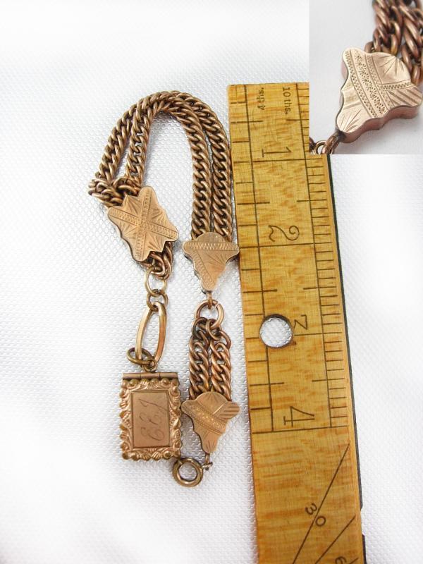 GREAT old Antique Rose gold Locket Bracelet watch fob figural bird