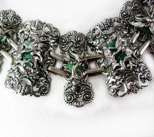 FABULOUS Dragon Pegasus Huge Bracelet Jade stones Mythology