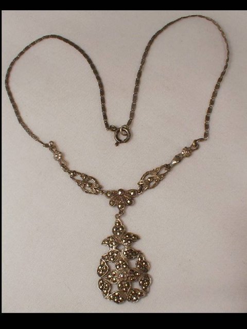 Vintage STERLING Marcasite DECO necklace
