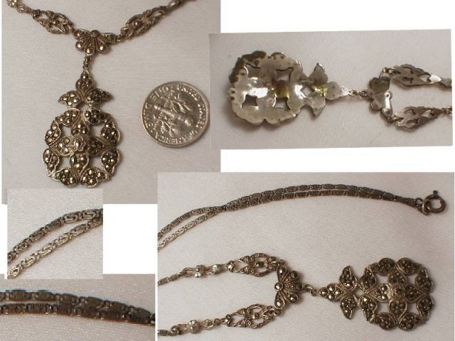 Vintage STERLING Marcasite DECO necklace