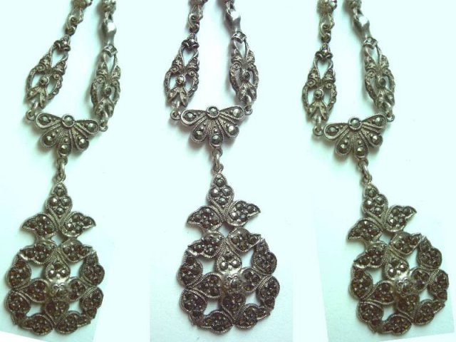 Vintage STERLING Marcasite DECO necklace