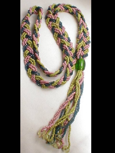 vintage Glass Flapper color tassle Necklace