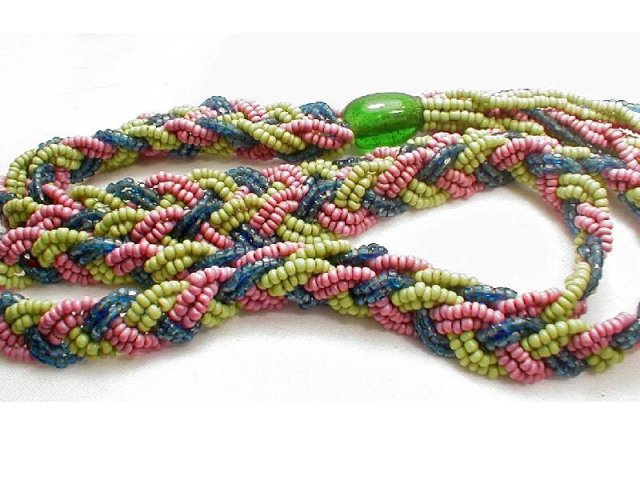 vintage Glass Flapper color tassle Necklace