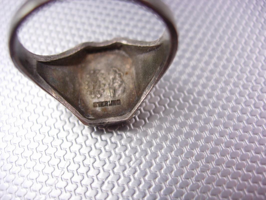 Antique Sterling Miraculous Medal Ring crucifix Jesus Mary