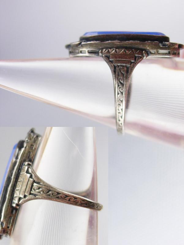 Antique Lavender Chalcedony sterling ring marcasite lilac stone spiritual talisman