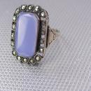 Antique Lavender Chalcedony sterling ring marcasite lilac stone spiritual talisman