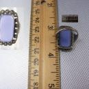 Antique Lavender Chalcedony sterling ring marcasite lilac stone spiritual talisman