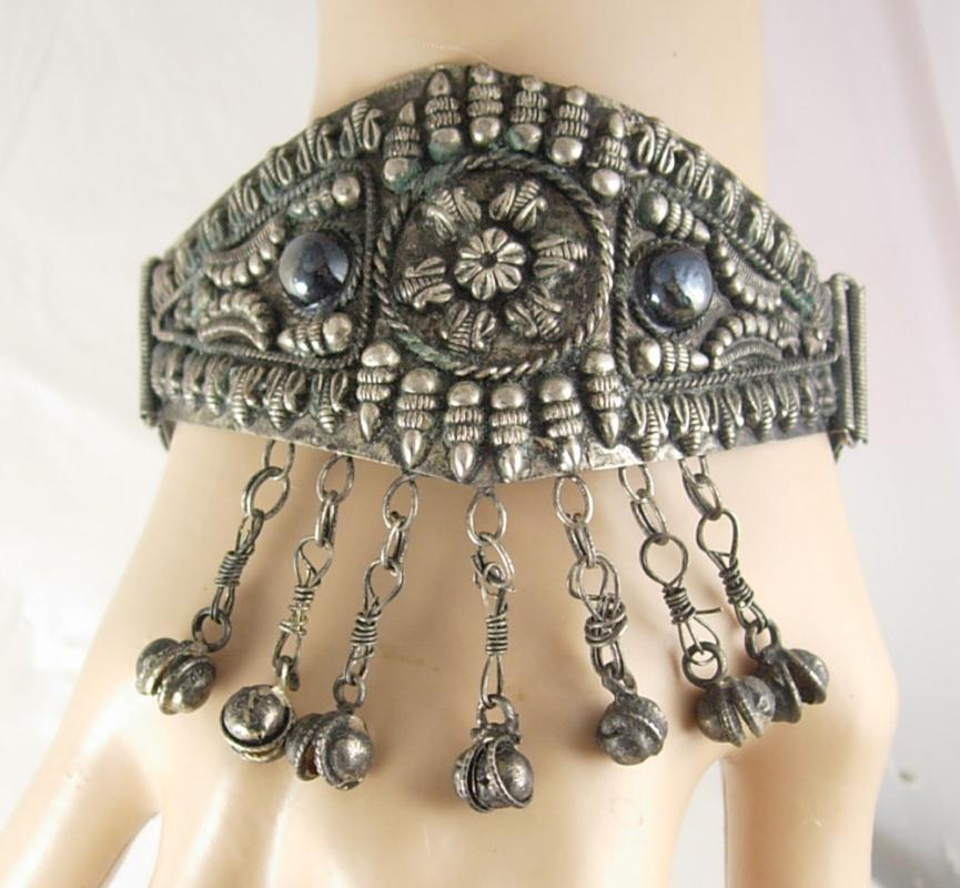 Antique Slave Bracelet with charms & Etruscan work Gypsy Queen 9
