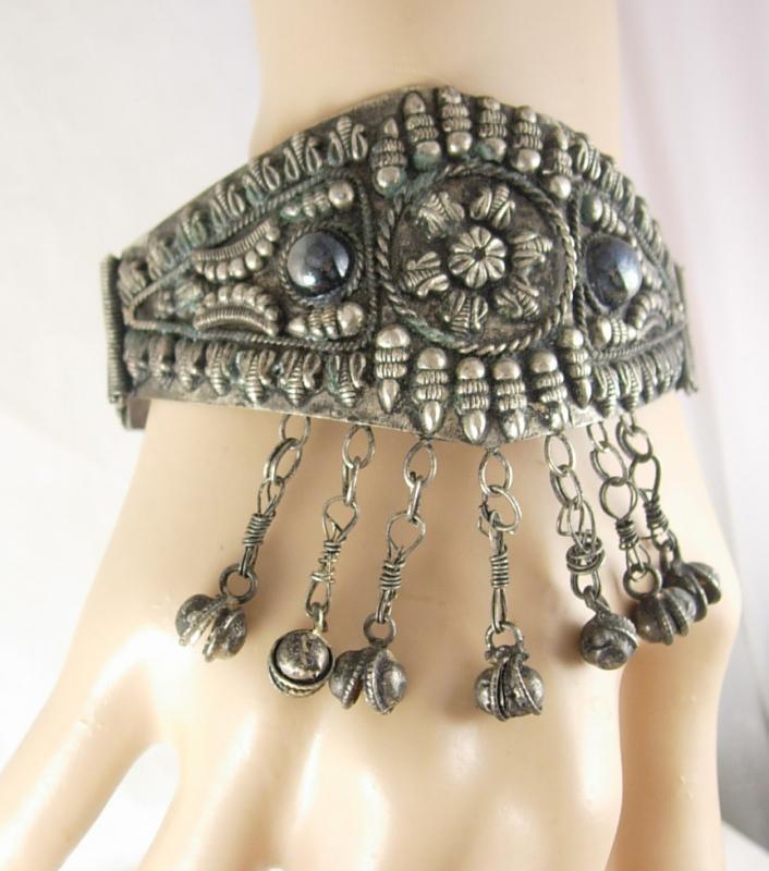 Antique Slave Bracelet with charms & Etruscan work Gypsy Queen 9