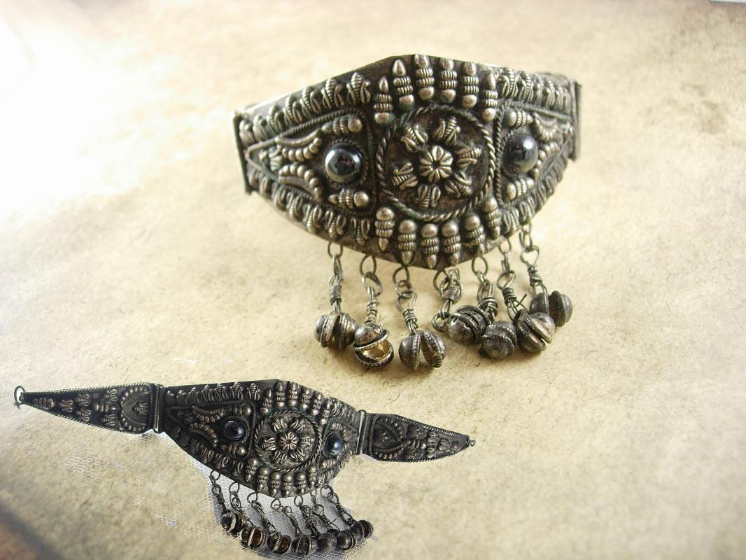 Antique Slave Bracelet with charms & Etruscan work Gypsy Queen 9