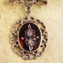 Victorian Tortoise MOP Pietra dura Brooch sterling chandelier signed PGG mexico