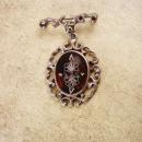 Victorian Tortoise MOP Pietra dura Brooch sterling chandelier signed PGG mexico