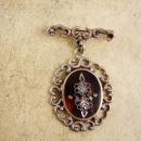 Victorian Tortoise MOP Pietra dura Brooch sterling chandelier signed PGG mexico